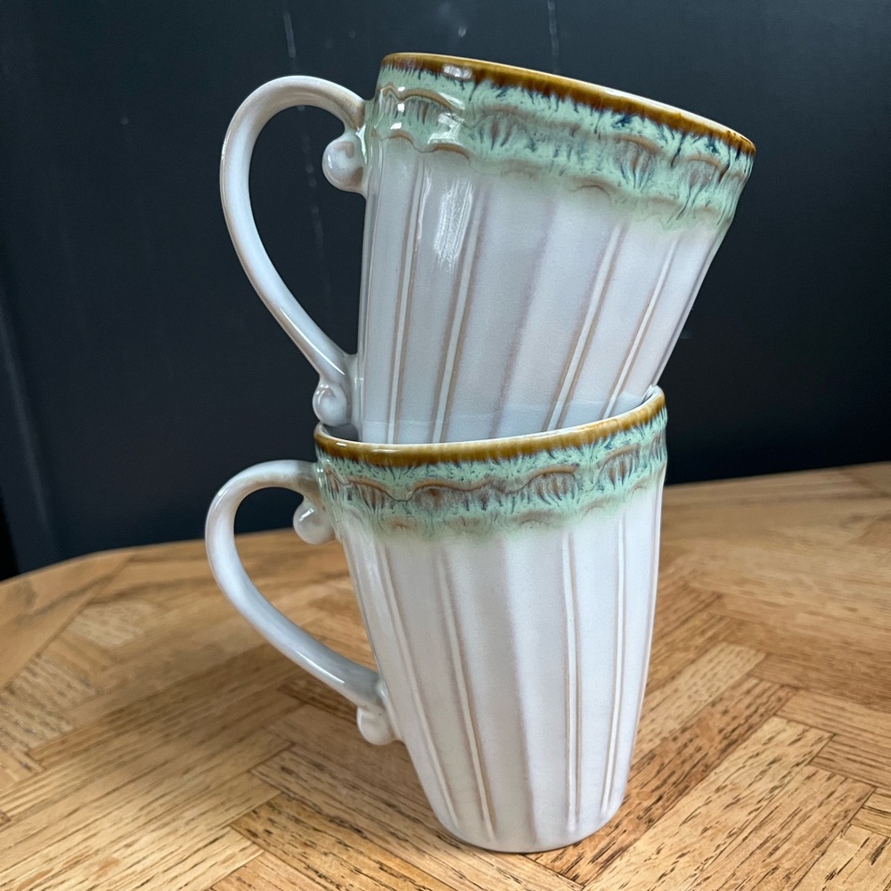 Pier 1 imports seaside pattern coffee mugs, set of two